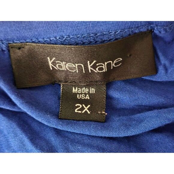 Karen Kane Long Bell Sleeve Oversized Flowy Top Womens Plus Size 2XL Blue - Picture 7 of 7